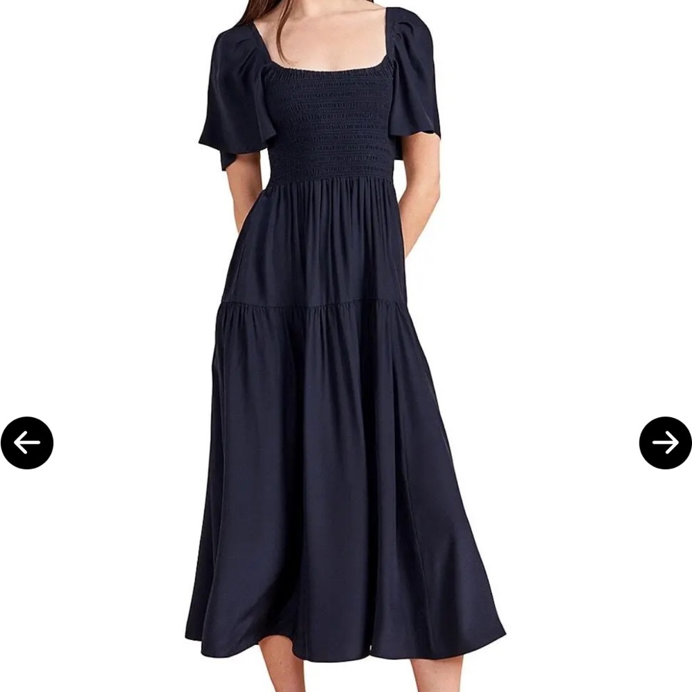 La Ligne Juliette Navy Blue Smocked Dress